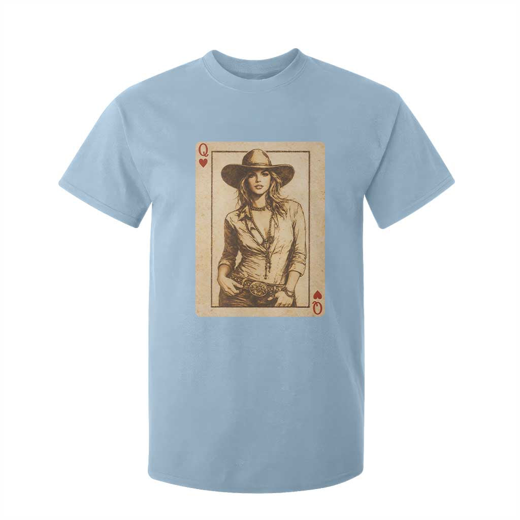 Funny Western Valentine Cowgirl Queen of Hearts Card T Shirt For Kid TS11 Light Blue Print Your Wear