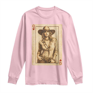 Funny Western Valentine Cowgirl Queen of Hearts Card Long Sleeve Shirt TS11 Light Pink Print Your Wear