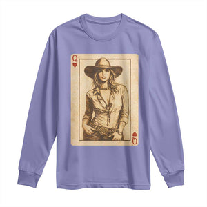 Funny Western Valentine Cowgirl Queen of Hearts Card Long Sleeve Shirt TS11 Violet Print Your Wear