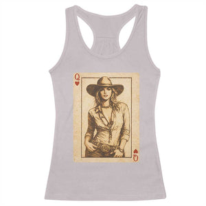 Funny Western Valentine Cowgirl Queen of Hearts Card Racerback Tank Top TS11 Ice Gray Print Your Wear