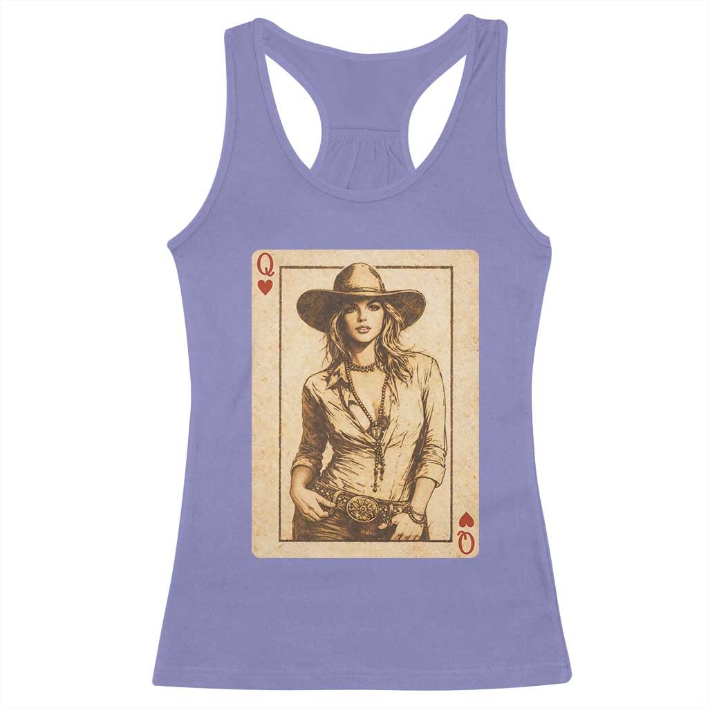 Funny Western Valentine Cowgirl Queen of Hearts Card Racerback Tank Top TS11 Violet Print Your Wear