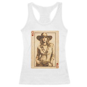 Funny Western Valentine Cowgirl Queen of Hearts Card Racerback Tank Top TS11 White Print Your Wear