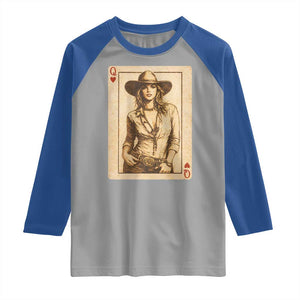Funny Western Valentine Cowgirl Queen of Hearts Card Raglan Shirt TS11 Sport Gray Royal Print Your Wear