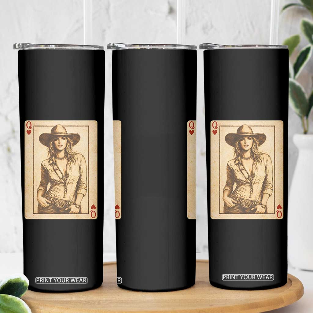 Funny Western Valentine Cowgirl Queen of Hearts Card Skinny Tumbler TS11 Print Your Wear