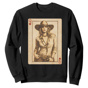 Funny Western Valentine Cowgirl Queen of Hearts Card Sweatshirt TS11 Black Print Your Wear