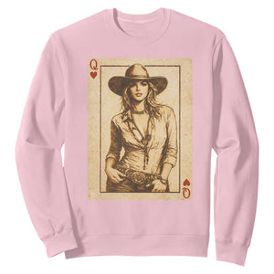 Funny Western Valentine Cowgirl Queen of Hearts Card Sweatshirt TS11 Light Pink Print Your Wear