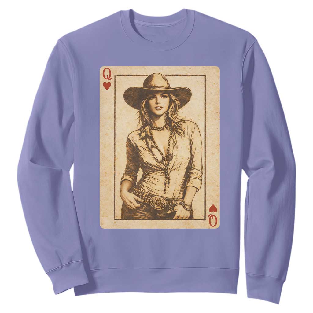 Funny Western Valentine Cowgirl Queen of Hearts Card Sweatshirt TS11 Violet Print Your Wear