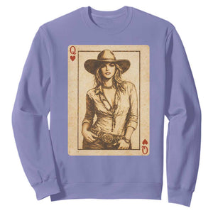 Funny Western Valentine Cowgirl Queen of Hearts Card Sweatshirt TS11 Violet Print Your Wear