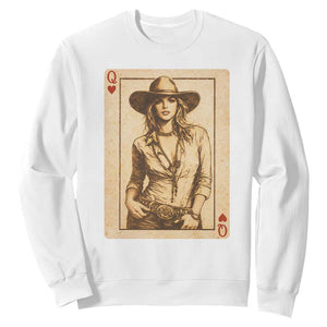 Funny Western Valentine Cowgirl Queen of Hearts Card Sweatshirt TS11 White Print Your Wear