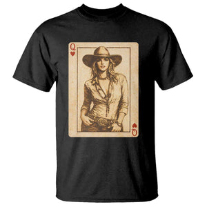 Funny Western Valentine Cowgirl Queen of Hearts Card T Shirt TS11 Black Print Your Wear