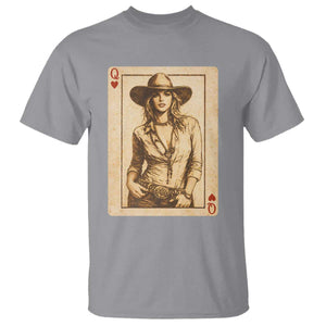 Funny Western Valentine Cowgirl Queen of Hearts Card T Shirt TS11 Sport Gray Print Your Wear