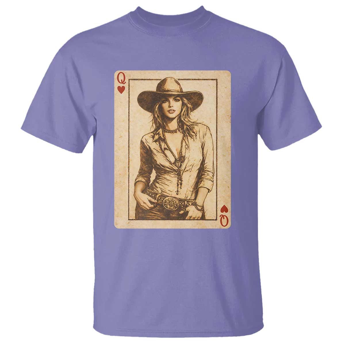 Funny Western Valentine Cowgirl Queen of Hearts Card T Shirt TS11 Violet Print Your Wear
