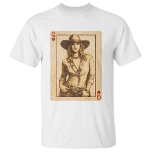 Funny Western Valentine Cowgirl Queen of Hearts Card T Shirt TS11 White Print Your Wear
