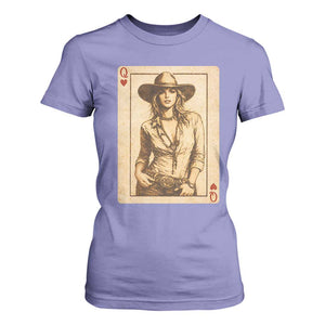 Funny Western Valentine Cowgirl Queen of Hearts Card T Shirt For Women TS11 Violet Print Your Wear