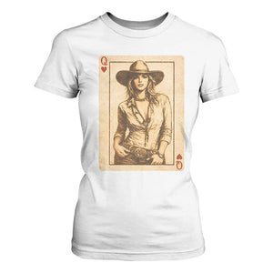 Funny Western Valentine Cowgirl Queen of Hearts Card T Shirt For Women TS11 White Print Your Wear