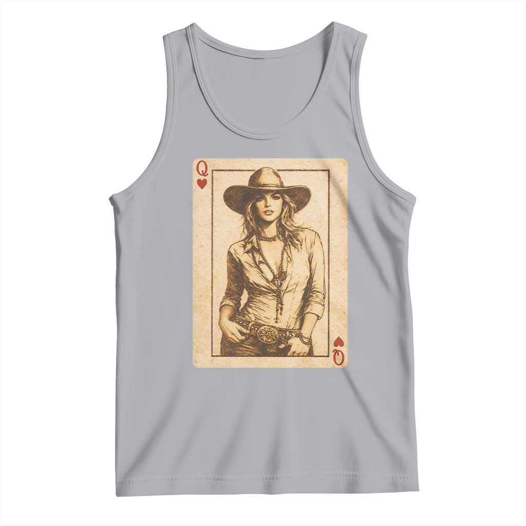 Funny Western Valentine Cowgirl Queen of Hearts Card Tank Top TS11 Athletic Heather Print Your Wear