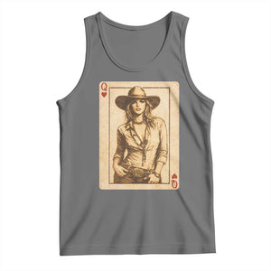 Funny Western Valentine Cowgirl Queen of Hearts Card Tank Top TS11 Black Heather Print Your Wear