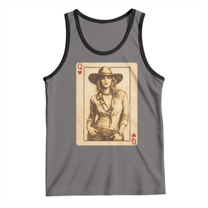 Funny Western Valentine Cowgirl Queen of Hearts Card Tank Top TS11 Deep Heather Black Print Your Wear