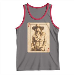 Funny Western Valentine Cowgirl Queen of Hearts Card Tank Top TS11 Deep Heather Red Print Your Wear