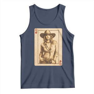 Funny Western Valentine Cowgirl Queen of Hearts Card Tank Top TS11 Navy Print Your Wear