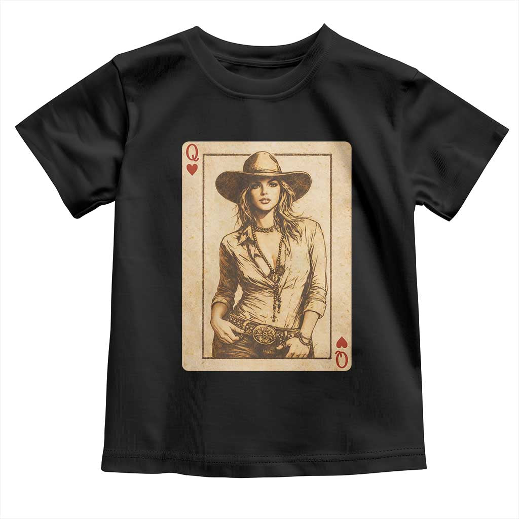 Funny Western Valentine Cowgirl Queen of Hearts Card Toddler T Shirt TS11 Black Print Your Wear