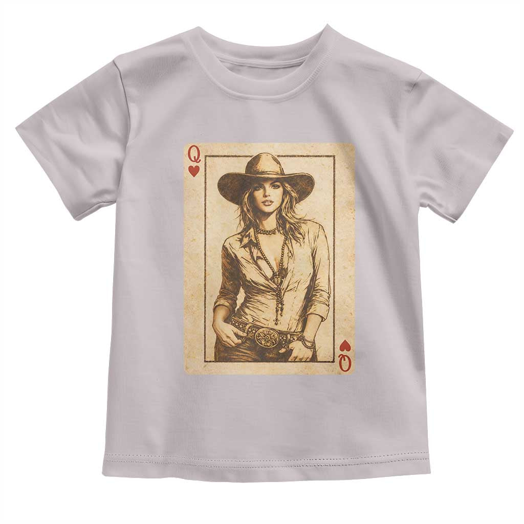 Funny Western Valentine Cowgirl Queen of Hearts Card Toddler T Shirt TS11 Ice Gray Print Your Wear