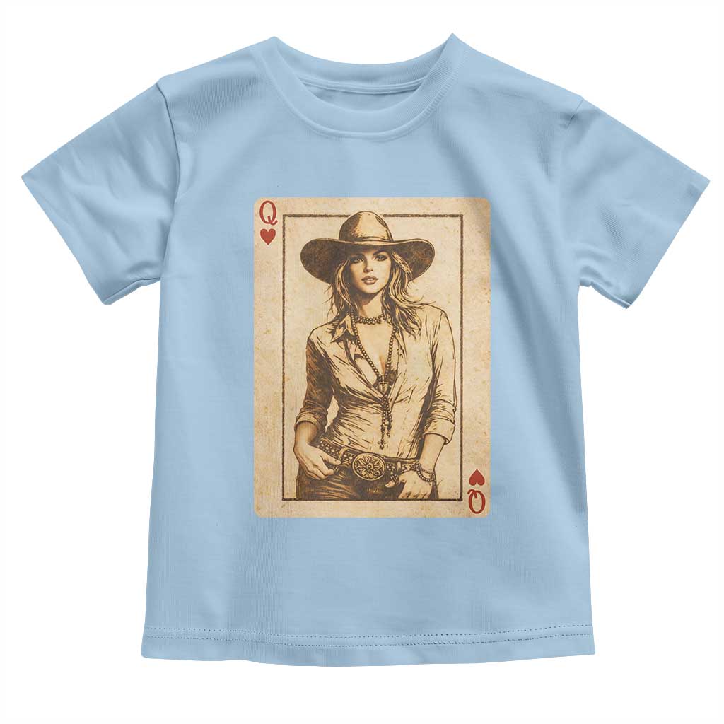 Funny Western Valentine Cowgirl Queen of Hearts Card Toddler T Shirt TS11 Light Blue Print Your Wear