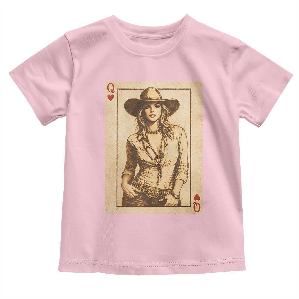Funny Western Valentine Cowgirl Queen of Hearts Card Toddler T Shirt TS11 Light Pink Print Your Wear