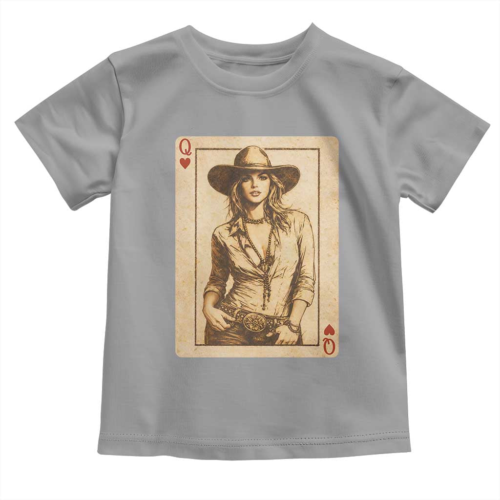 Funny Western Valentine Cowgirl Queen of Hearts Card Toddler T Shirt TS11 Sport Gray Print Your Wear
