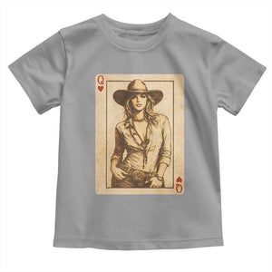 Funny Western Valentine Cowgirl Queen of Hearts Card Toddler T Shirt TS11 Sport Gray Print Your Wear