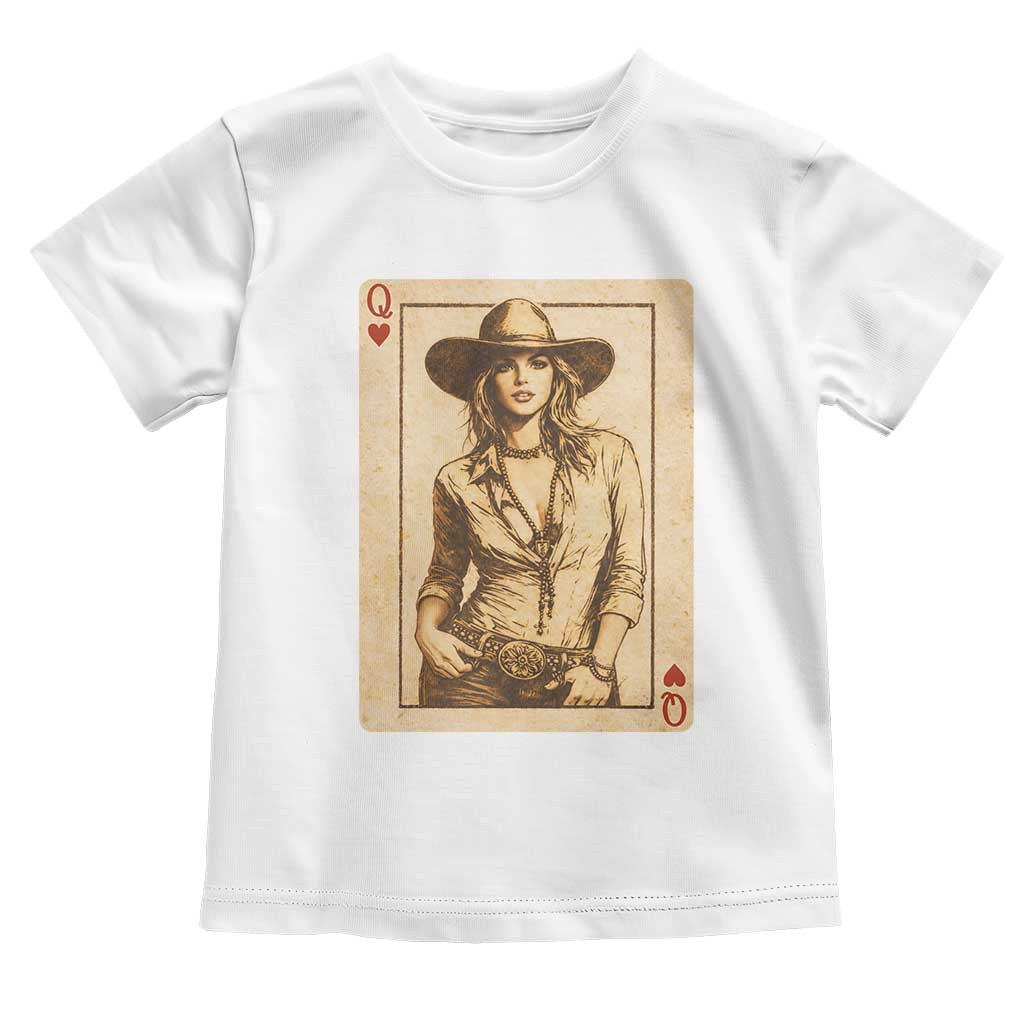 Funny Western Valentine Cowgirl Queen of Hearts Card Toddler T Shirt TS11 White Print Your Wear