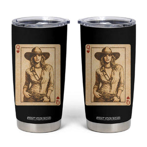 Funny Western Valentine Cowgirl Queen of Hearts Card Tumbler Cup TS11 Black Print Your Wear