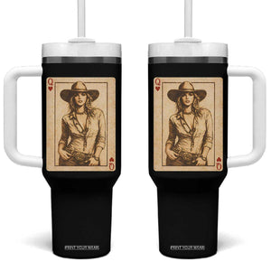 Funny Western Valentine Cowgirl Queen of Hearts Card Tumbler With Handle TS11 One Size: 40 oz Black Print Your Wear