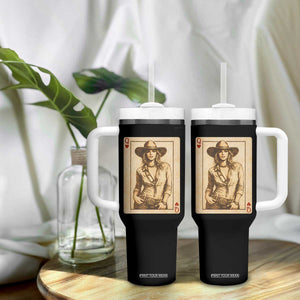 Funny Western Valentine Cowgirl Queen of Hearts Card Tumbler With Handle TS11 Print Your Wear