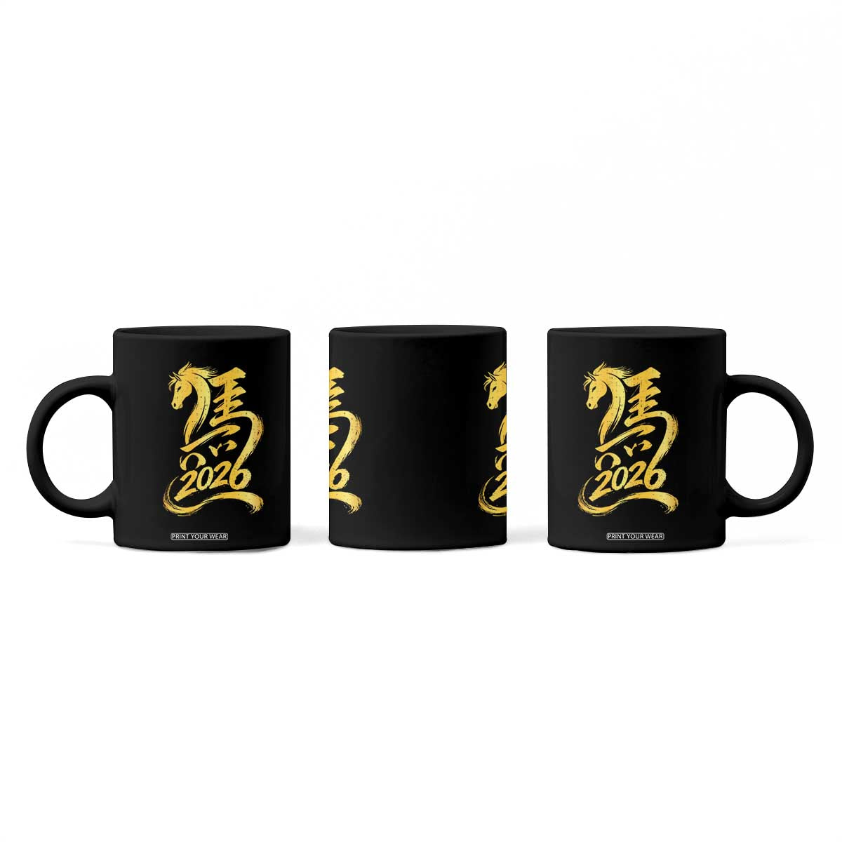 Chinese New Year 2026 Coffee Mug Year of The Horse Gold Calligraphy Art TS11 Print Your Wear