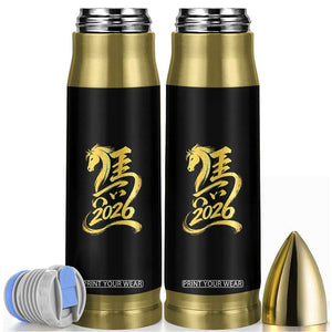 Chinese New Year 2026 Bullet Tumbler Year of The Horse Gold Calligraphy Art TS11 Black Print Your Wear