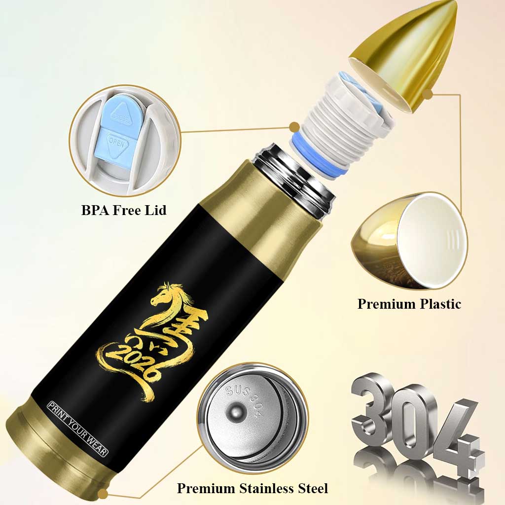Chinese New Year 2026 Bullet Tumbler Year of The Horse Gold Calligraphy Art TS11 Print Your Wear