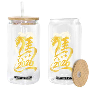 Chinese New Year 2026 Glass Can Year of The Horse Gold Calligraphy Art TS11 Print Your Wear