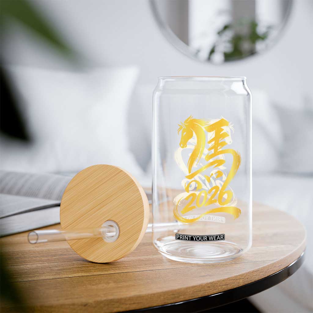Chinese New Year 2026 Glass Can Year of The Horse Gold Calligraphy Art TS11 Print Your Wear
