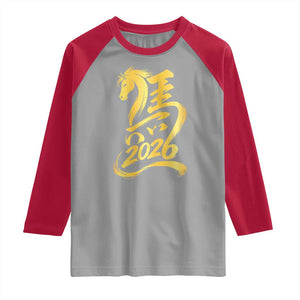 Chinese New Year 2026 Raglan Shirt Year of The Horse Gold Calligraphy Art TS11 Sport Gray Red Print Your Wear