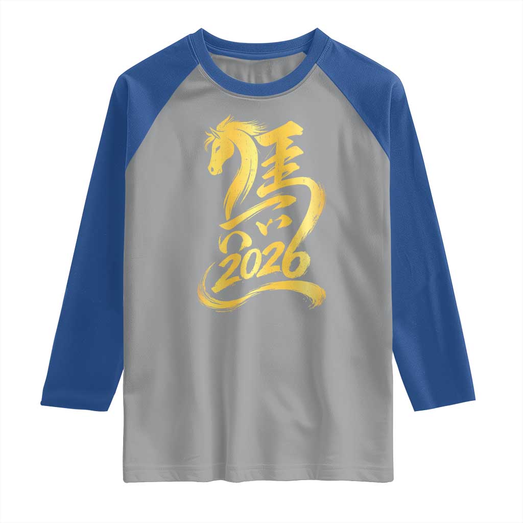 Chinese New Year 2026 Raglan Shirt Year of The Horse Gold Calligraphy Art TS11 Sport Gray Royal Print Your Wear