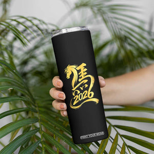 Chinese New Year 2026 Skinny Tumbler Year of The Horse Gold Calligraphy Art TS11 Print Your Wear
