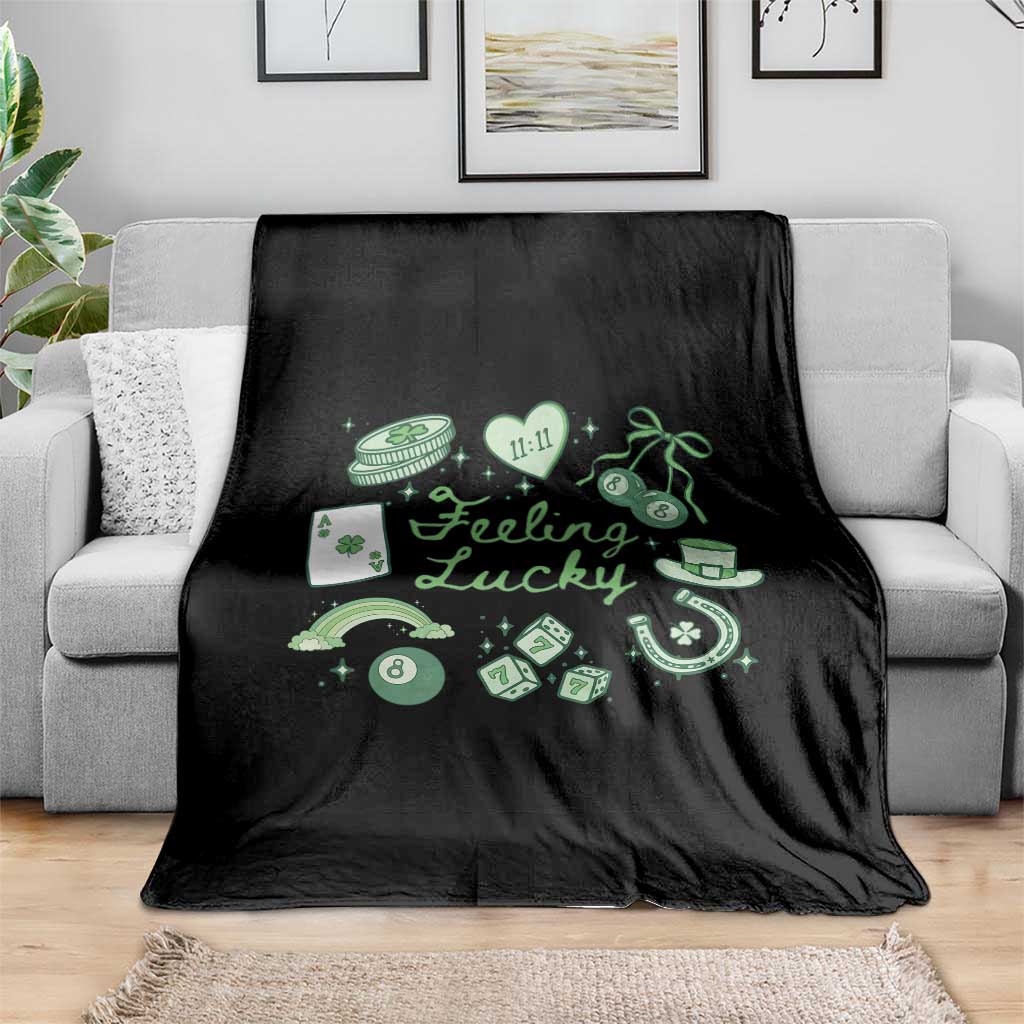 Feeling Lucky St Patricks Day Coquette Shamrock Throw Blanket TS11 Print Your Wear