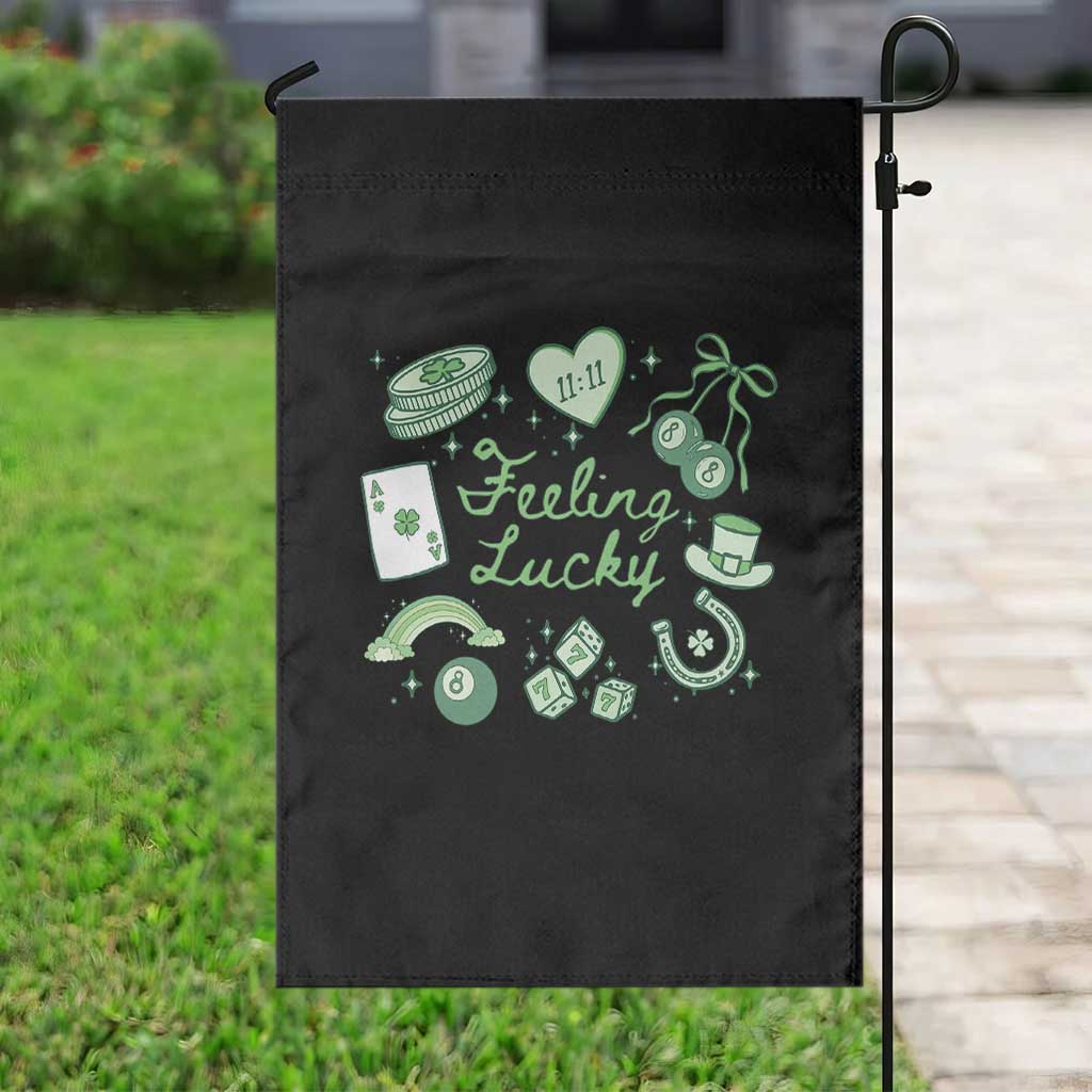 Feeling Lucky St Patricks Day Coquette Shamrock Garden Flag TS11 Print Your Wear