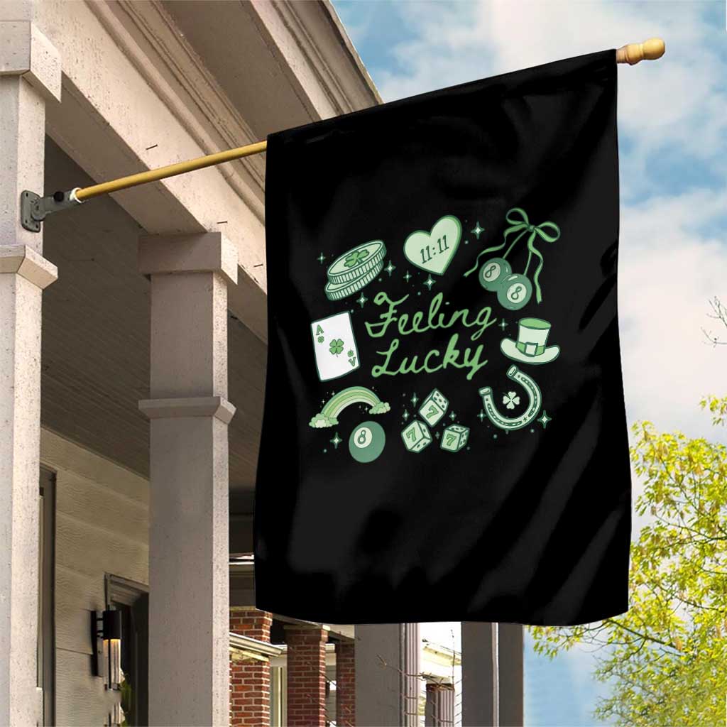 Feeling Lucky St Patricks Day Coquette Shamrock Garden Flag TS11 Print Your Wear