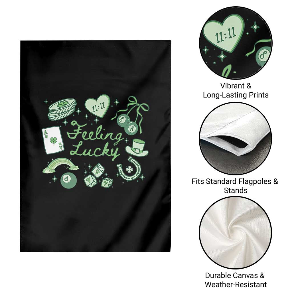 Feeling Lucky St Patricks Day Coquette Shamrock Garden Flag TS11 Print Your Wear