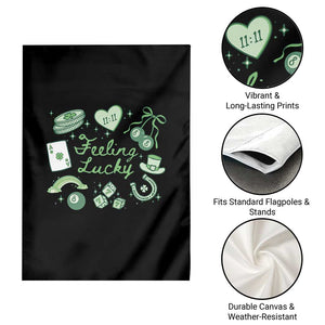 Feeling Lucky St Patricks Day Coquette Shamrock Garden Flag TS11 Print Your Wear