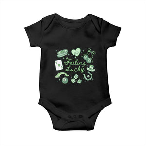 Feeling Lucky St Patricks Day Coquette Shamrock Baby Onesie TS11 Black Print Your Wear