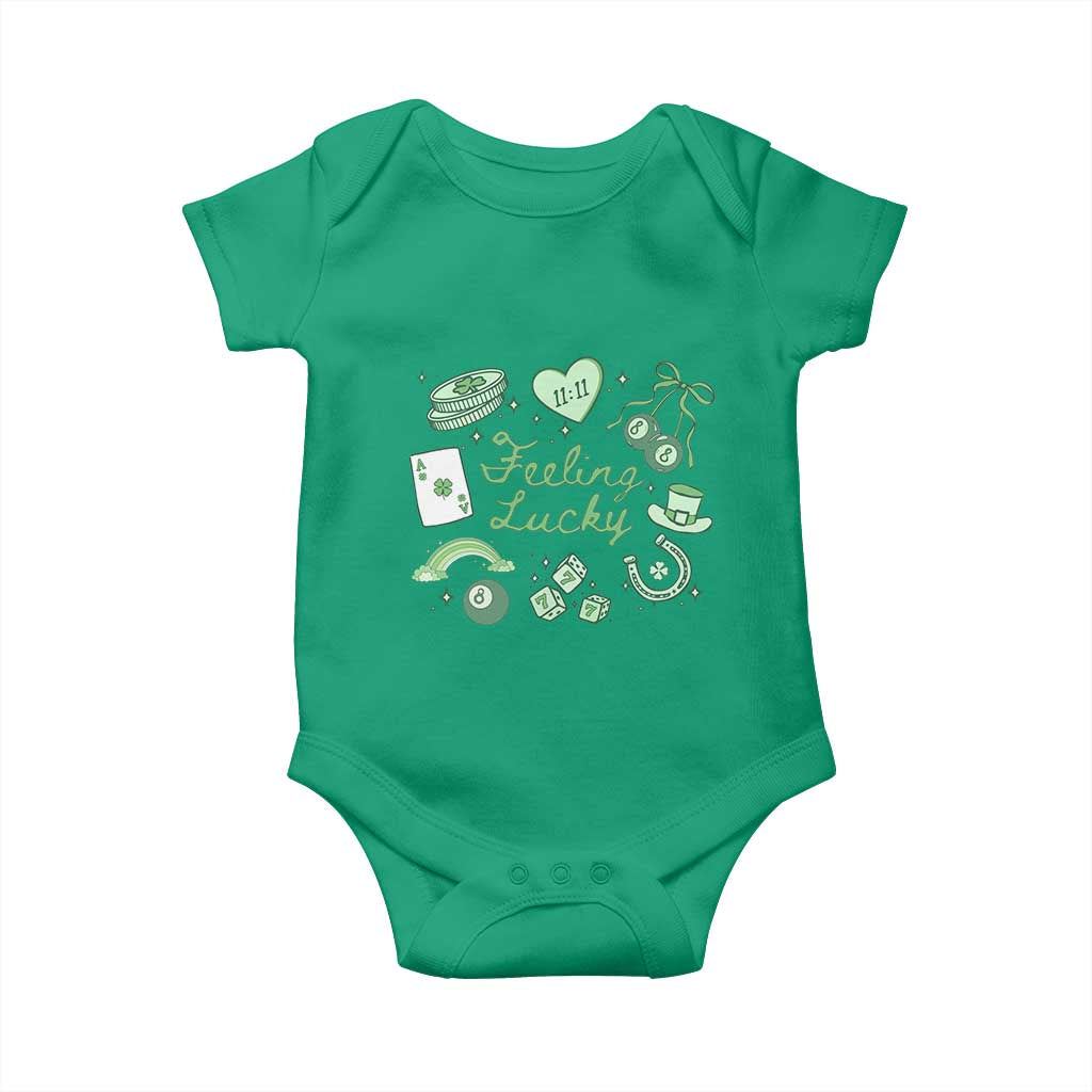 Feeling Lucky St Patricks Day Coquette Shamrock Baby Onesie TS11 Irish Green Print Your Wear