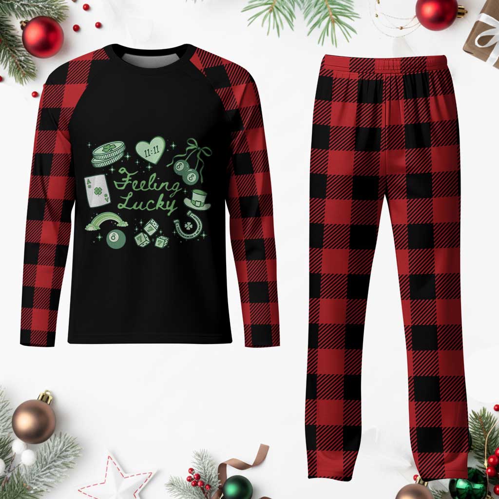 Feeling Lucky St Patricks Day Coquette Shamrock Plaid Pajama Set TS11 Buffalo Plaid Print Your Wear